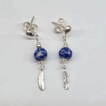 Arete Pluma Mini en Plata .925 y Talavera Poblana