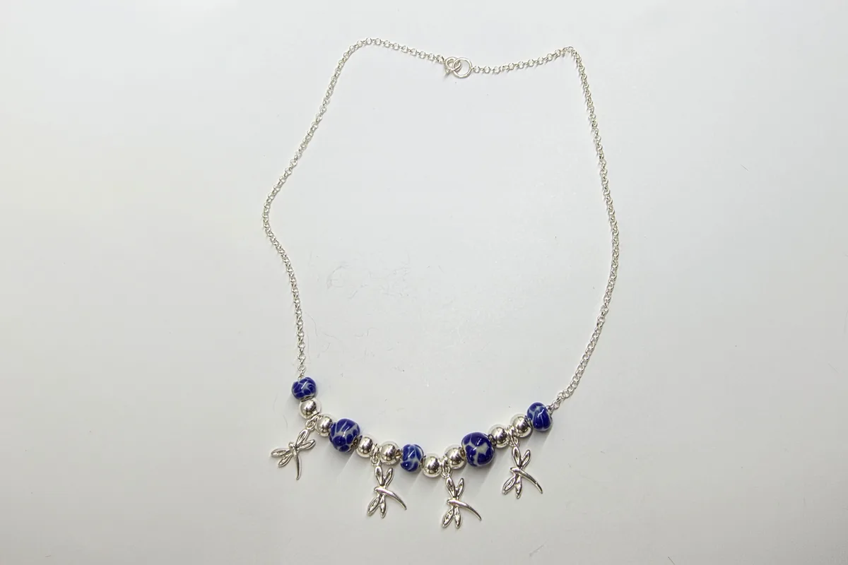 Collar Libélula Mini en Plata .925 y Talavera Poblana
