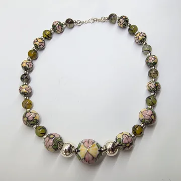 Collar Ágata Verde en Plata .925 y Talavera Poblana