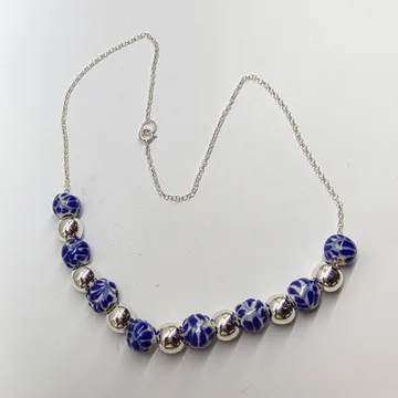Collar Bola Plata 14 y Talavera 14 en Plata .925 y Talavera Poblana
