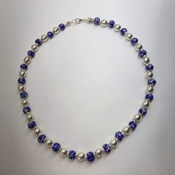 Collar Bola Plata 12 y Talavera 1 en Plata .925 y Talavera Poblana