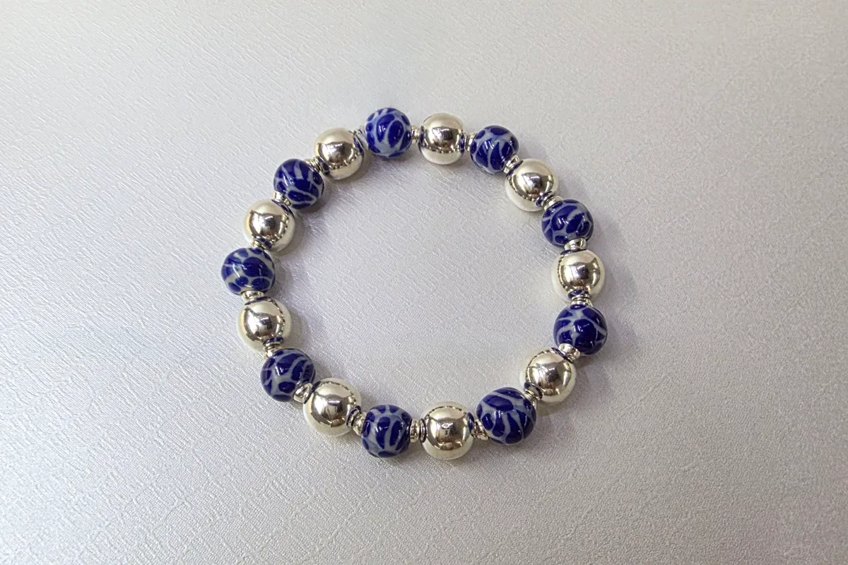 Pulsera Bola 12 Plata y Talavera 1 en Plata .925 y Talavera Poblana