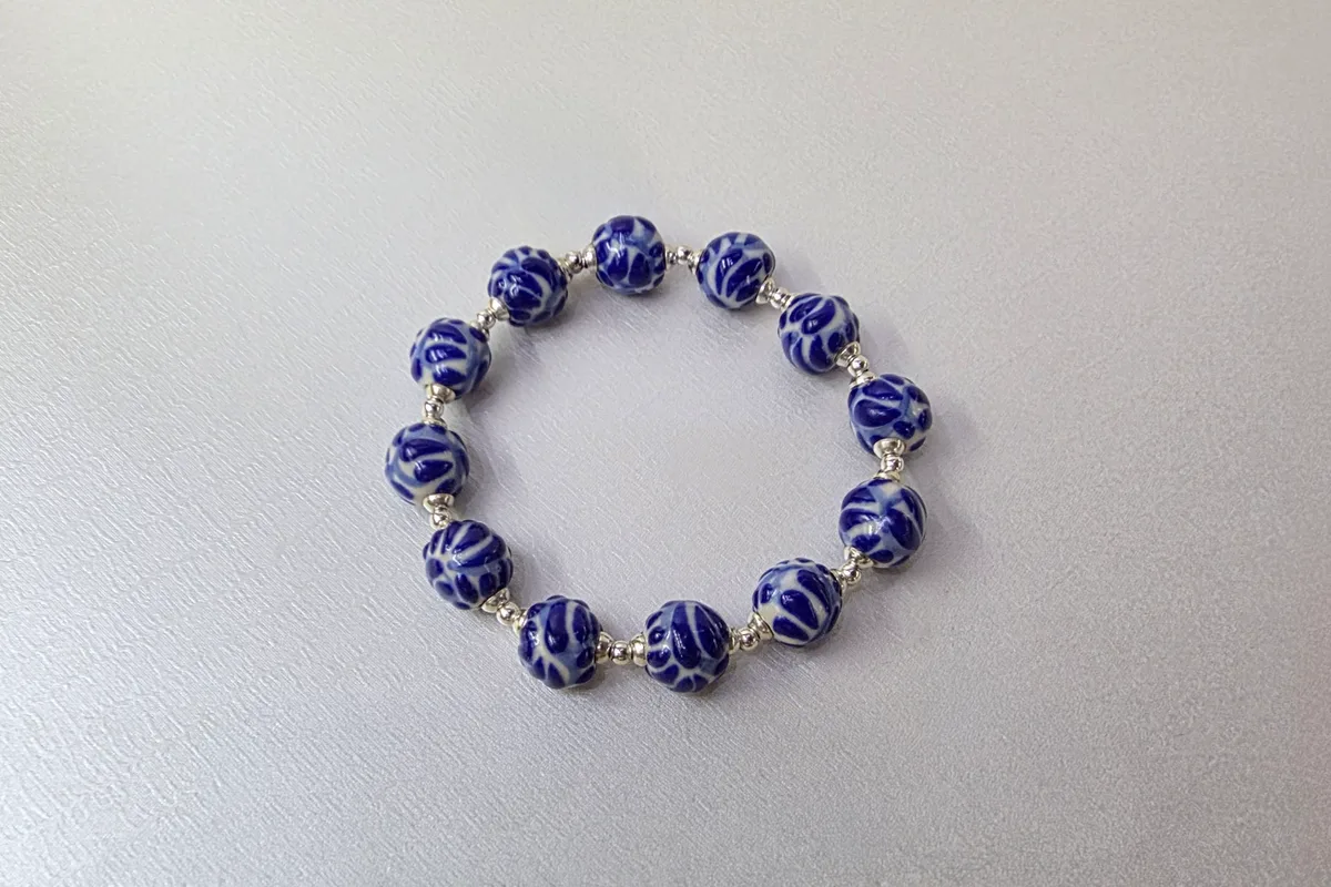 Pulsera Bola Talavera 4 en Plata .925 y Talavera Poblana