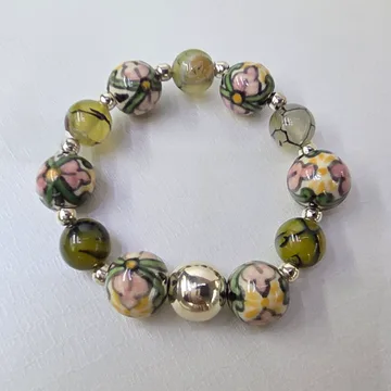 Pulsera Ágata Mix Talavera en Plata .925 y Talavera Poblana