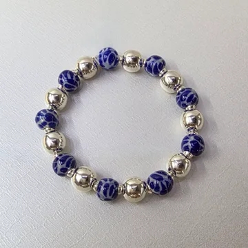 Pulsera Bola 12 Plata y Talavera 1 en Plata .925 y Talavera Poblana