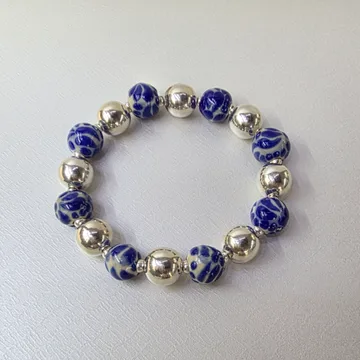 Pulsera Bola 13 Plata y Talavera 3 en Plata .925 y Talavera Poblana